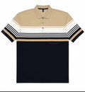 Sand & Navy Striped Polo
